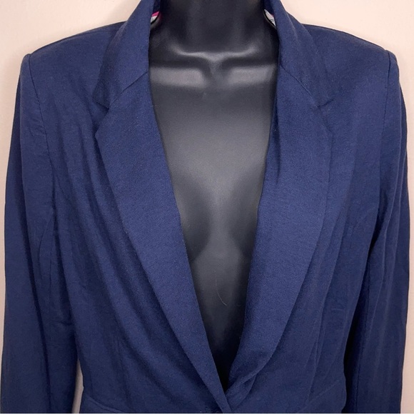 Small Company Ellen Tracy Blue Stretch Lined Blazer Womens Button Closure - Picture 3 of 14